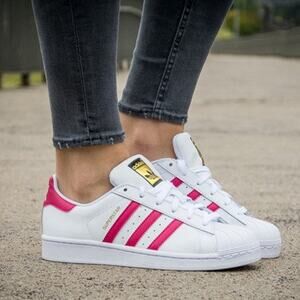 Adidas Superstar Foundation J B23644 White Pink Buzz Sneakers Womens Size 7